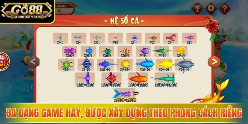 Đa dạng game hay, được xây dựng theo phong cách riêng