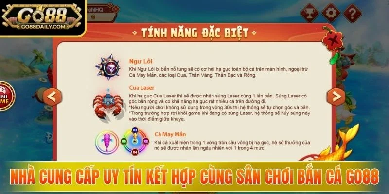 Nhà cung cấp uy tín kết hợp cùng sân chơi bắn cá GO88