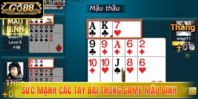 Sức mạnh các tay bài trong game Mậu Binh