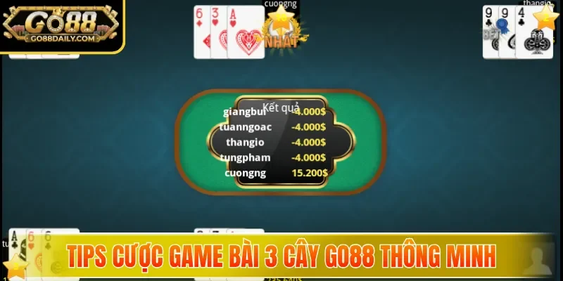 Tips cược game bài 3 Cây Go88 thông minh
